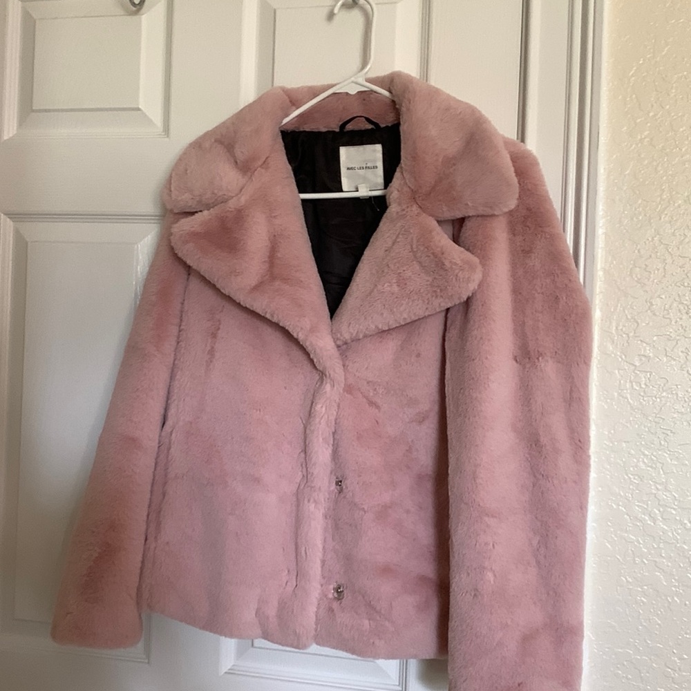 Avec Les Filles Pink Faux Fur Jacket